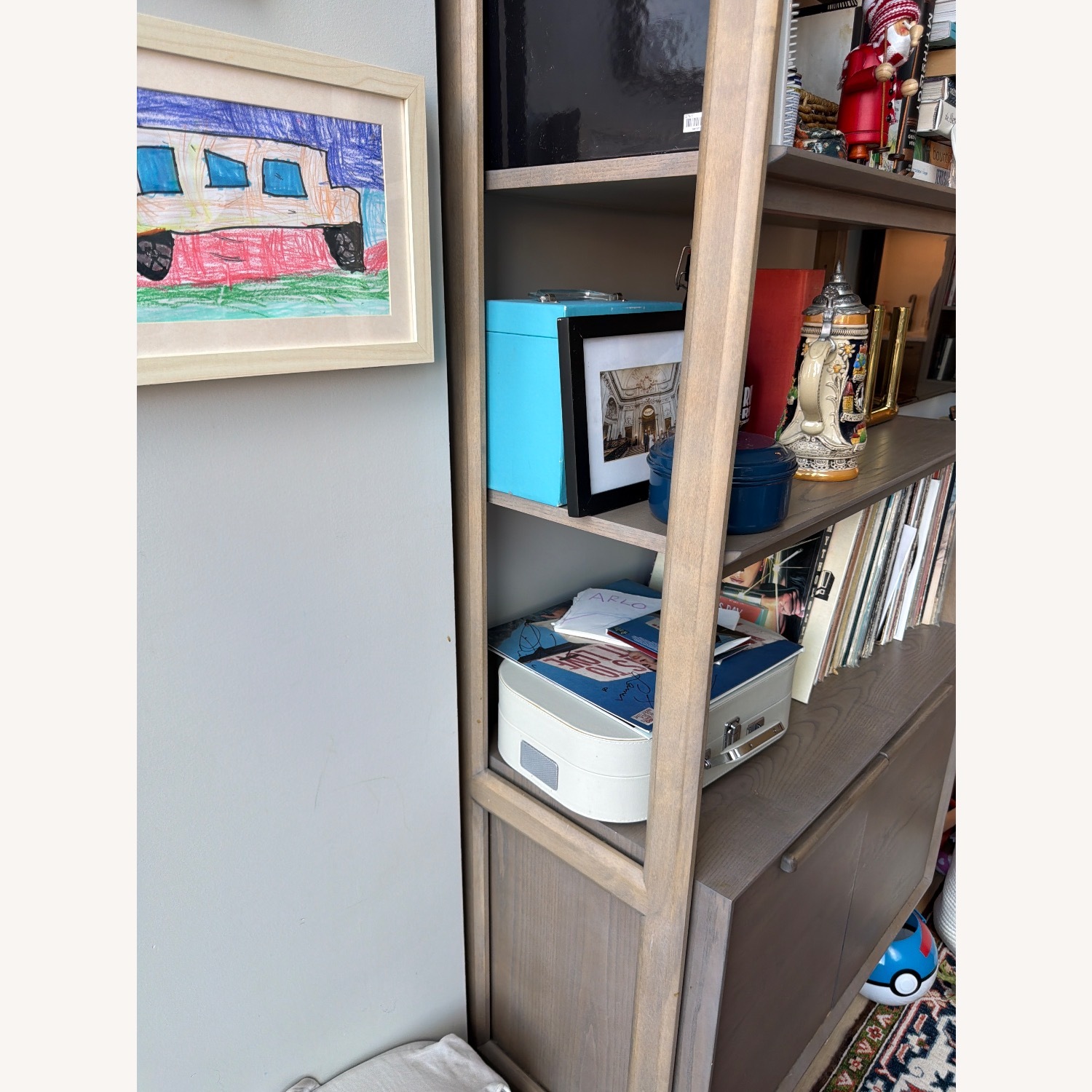 Crate & Barrel Tate Light Gray Wood Bookcase - image-3