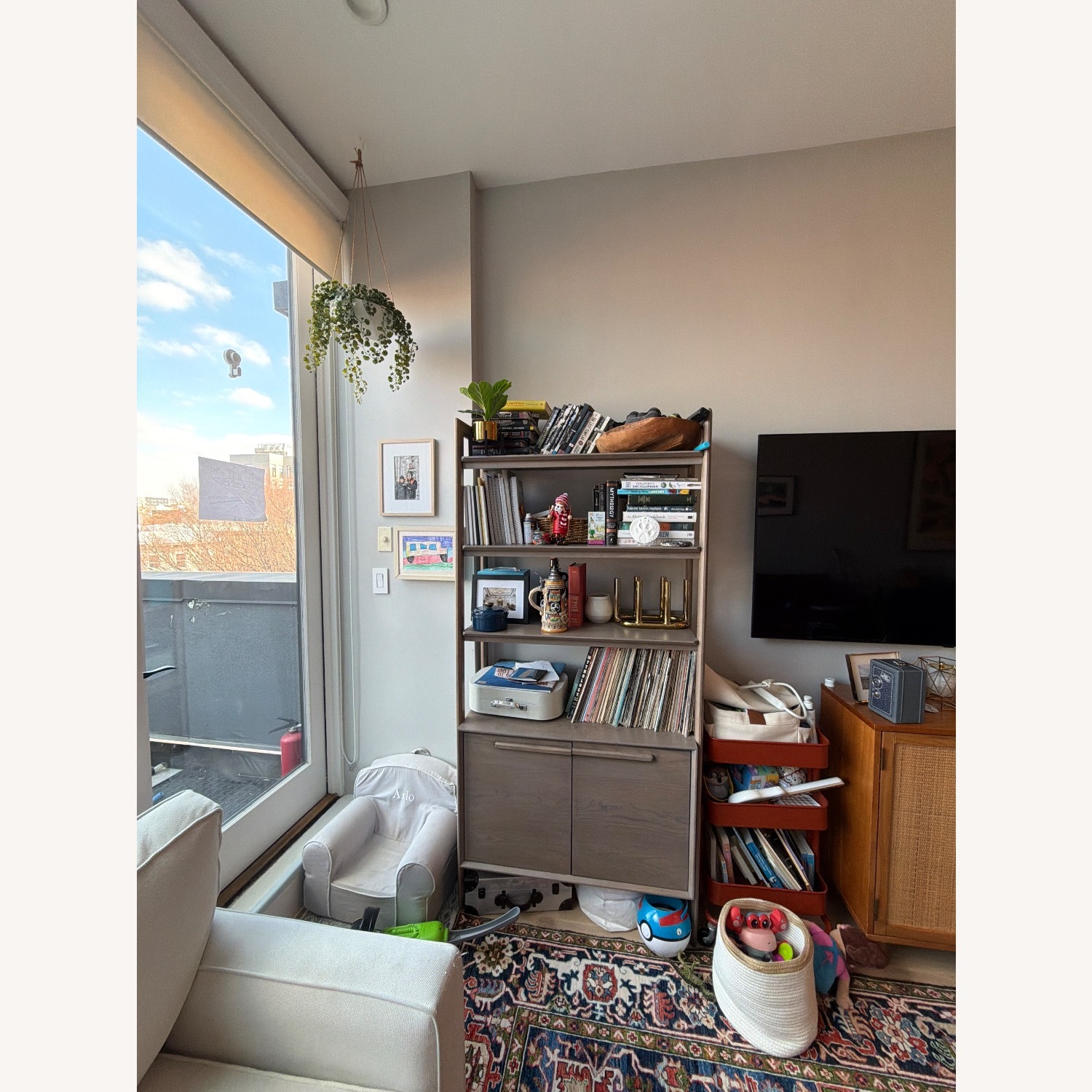 Crate & Barrel Tate Light Gray Wood Bookcase - image-2