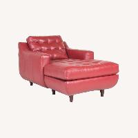 Havertys Centennial Red Leather Chaise Lounge