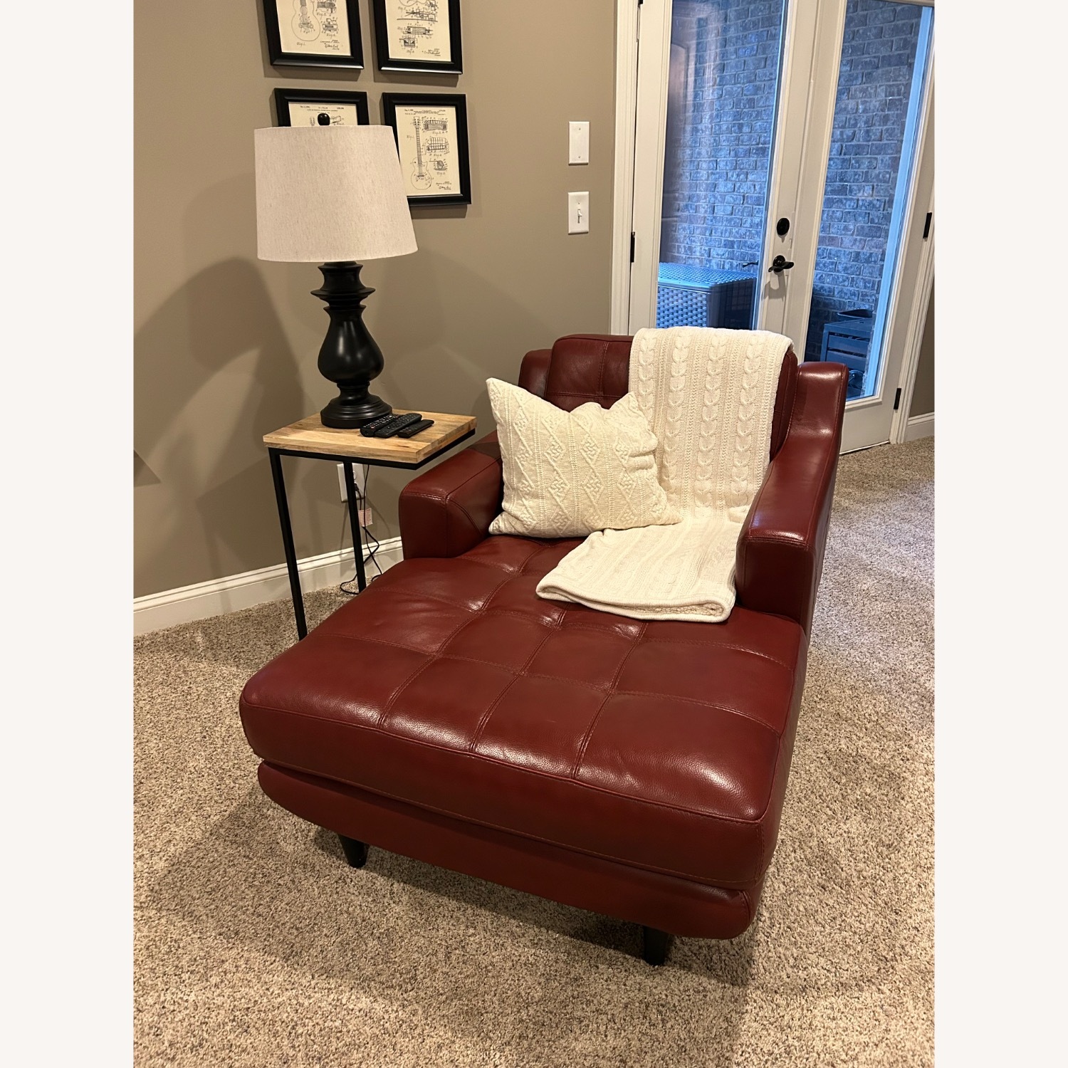 Havertys Centennial Red Leather Chaise Lounge - image-4