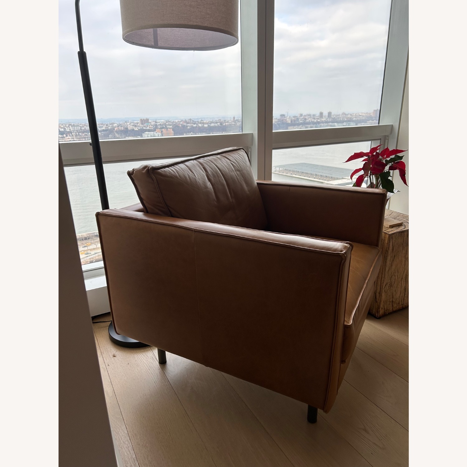 West Elm Axel Light Brown Leather Accent Chair - image-3