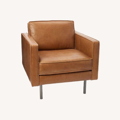Used West Elm Axel Light Brown Leather Accent Chair for sale on AptDeco