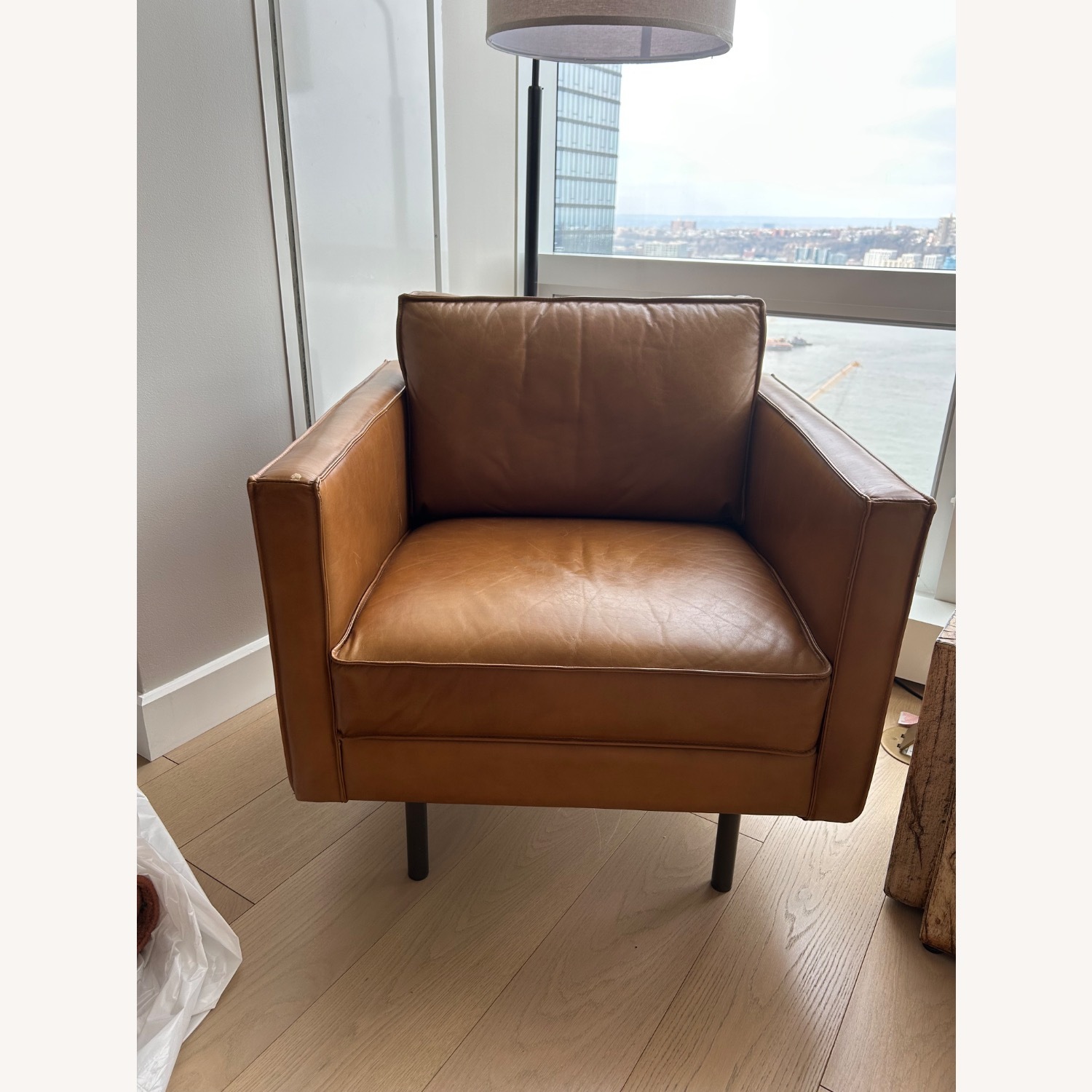 West Elm Axel Light Brown Leather Accent Chair - image-1