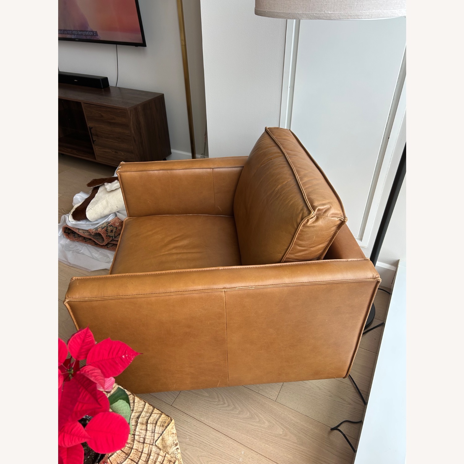 West Elm Axel Light Brown Leather Accent Chair - image-2