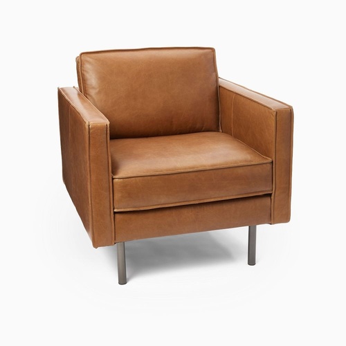 Used West Elm Axel Light Brown Leather Accent Chair for sale on AptDeco