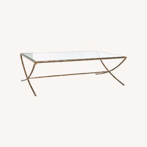 Used Evelynn Brass Glass Top Coffee Table for sale on AptDeco