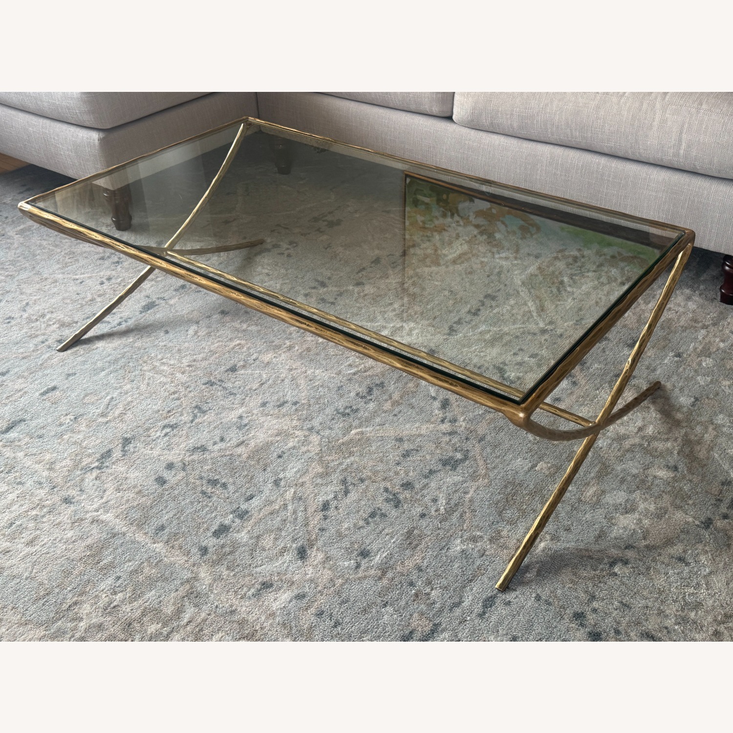 Evelynn Brass Glass Top Coffee Table - image-3