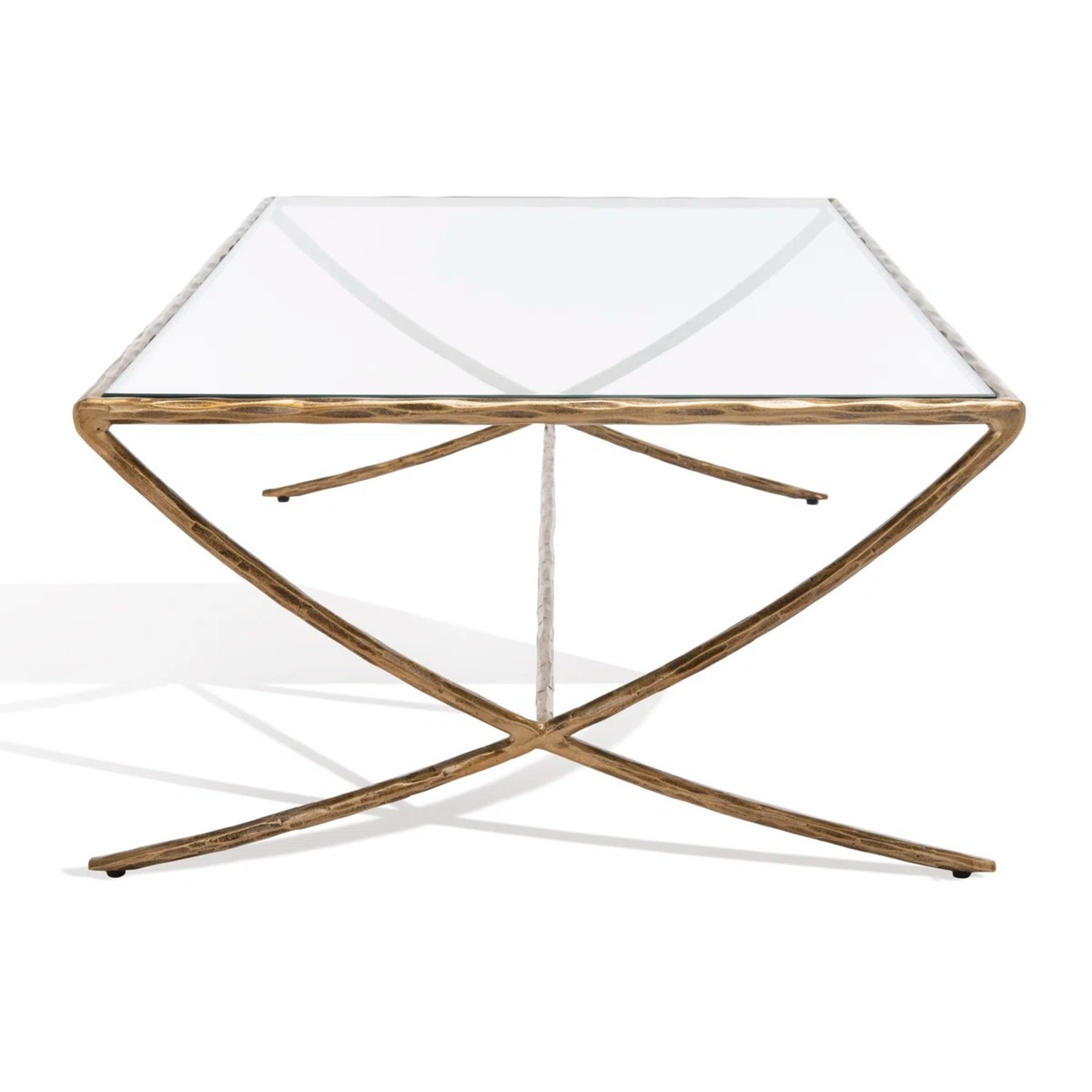 Evelynn Brass Glass Top Coffee Table - image-2