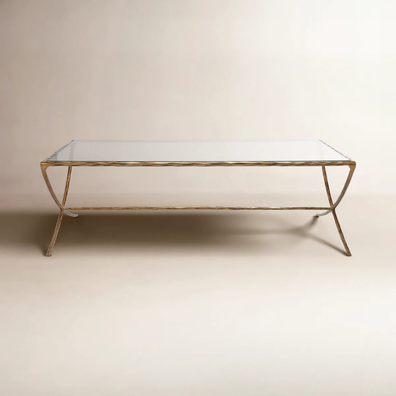 Evelynn Brass Glass Top Coffee Table - image-0