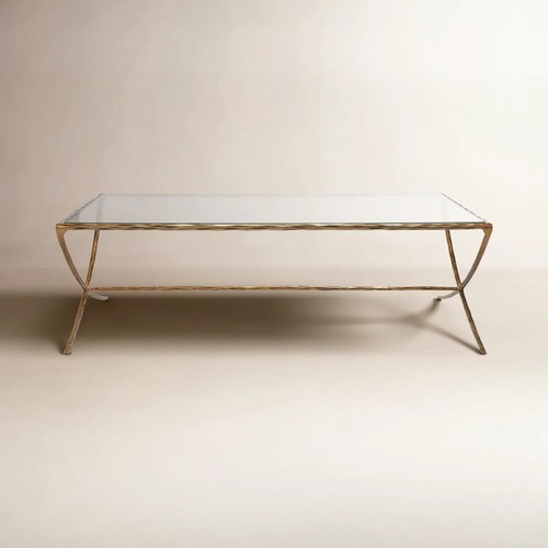 Used Evelynn Brass Glass Top Coffee Table for sale on AptDeco