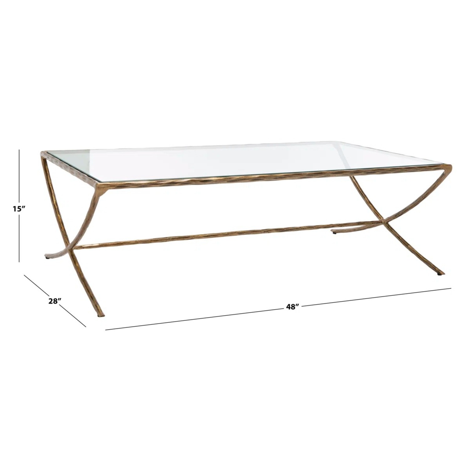 Evelynn Brass Glass Top Coffee Table - image-1