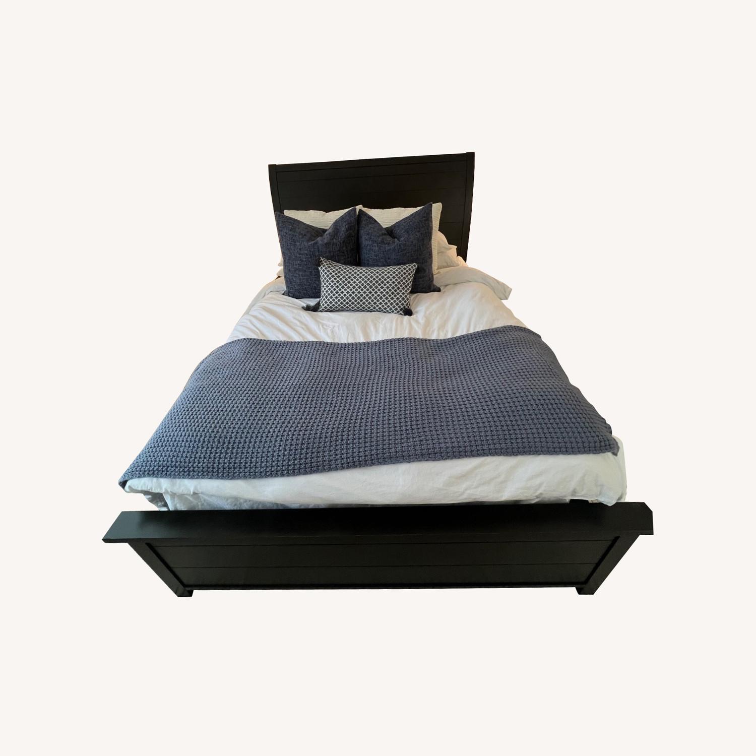 Raymour & Flanigan Dark Brown Wood Queen Bed - image-0