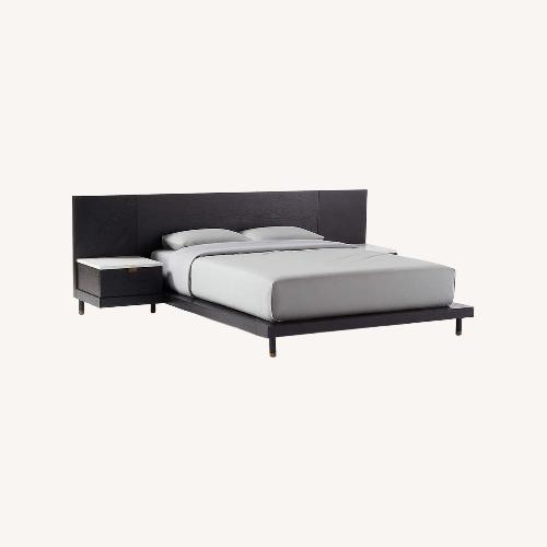Used CB2 Parker Storage Bed Black Wood Queen Bed for sale on AptDeco