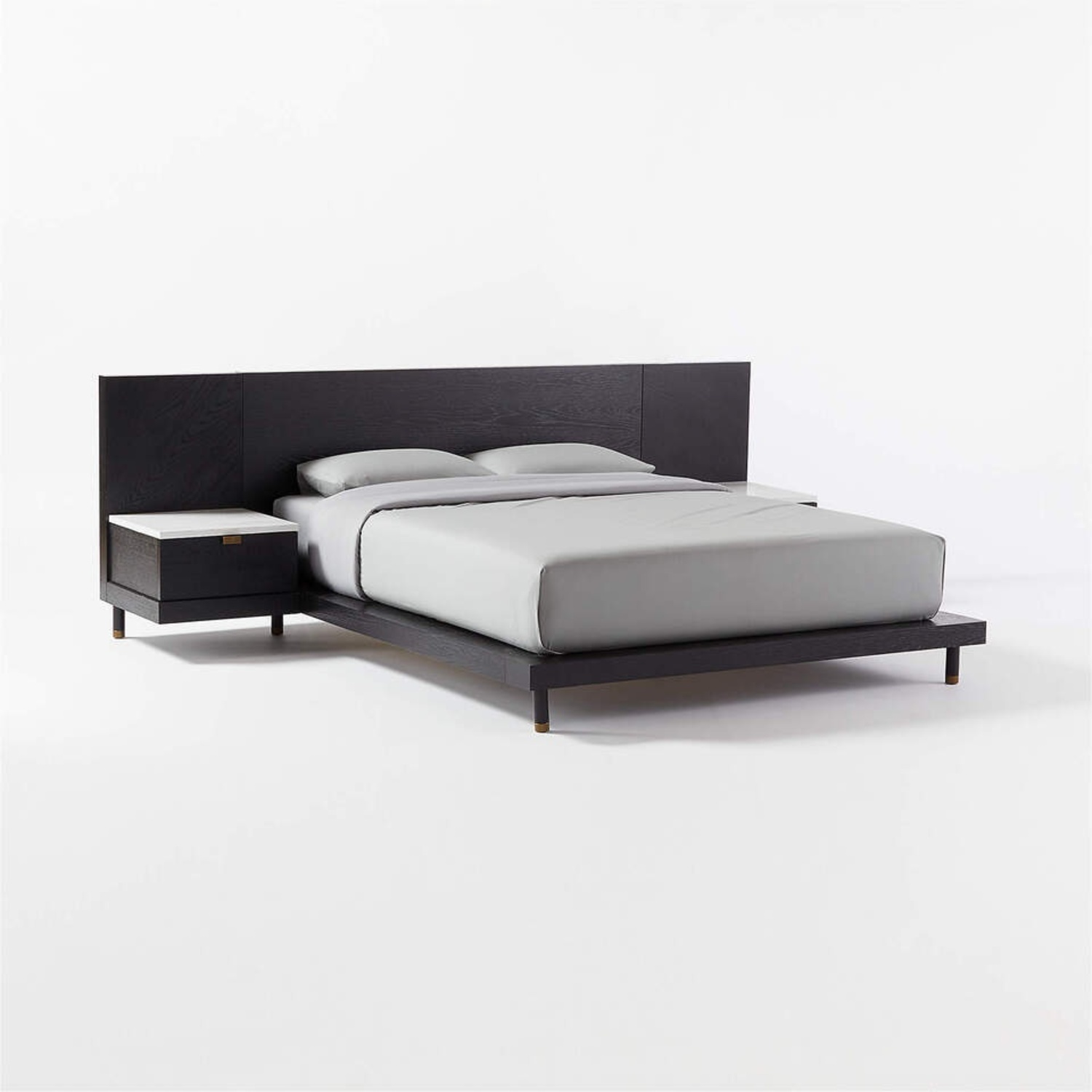 CB2 Parker Storage Bed Black Wood Queen Bed - image-0