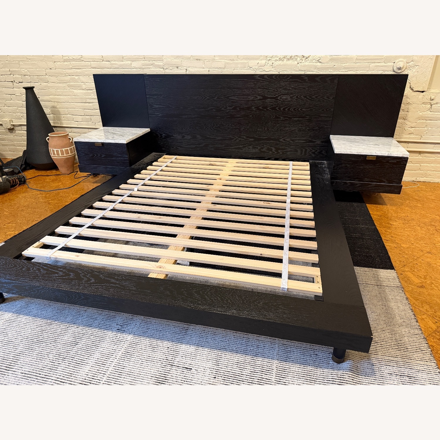 CB2 Parker Storage Bed Black Wood Queen Bed - image-1