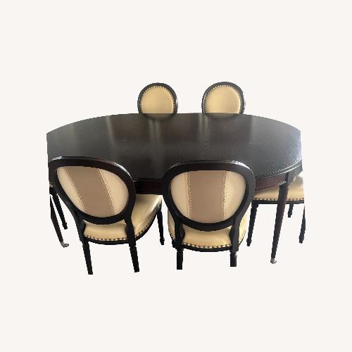 Used Decorator Wood Expandable Table & 6 Custom Chairs for sale on AptDeco