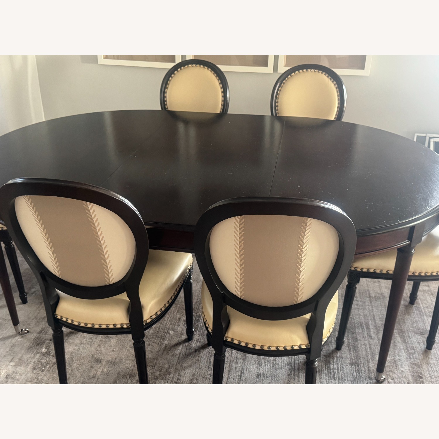 Decorator Wood Expandable Table & 6 Custom Chairs - image-1