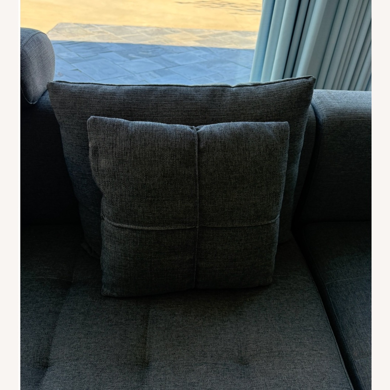 Grey L Shaped Tufted Sectional Sofa - image-5