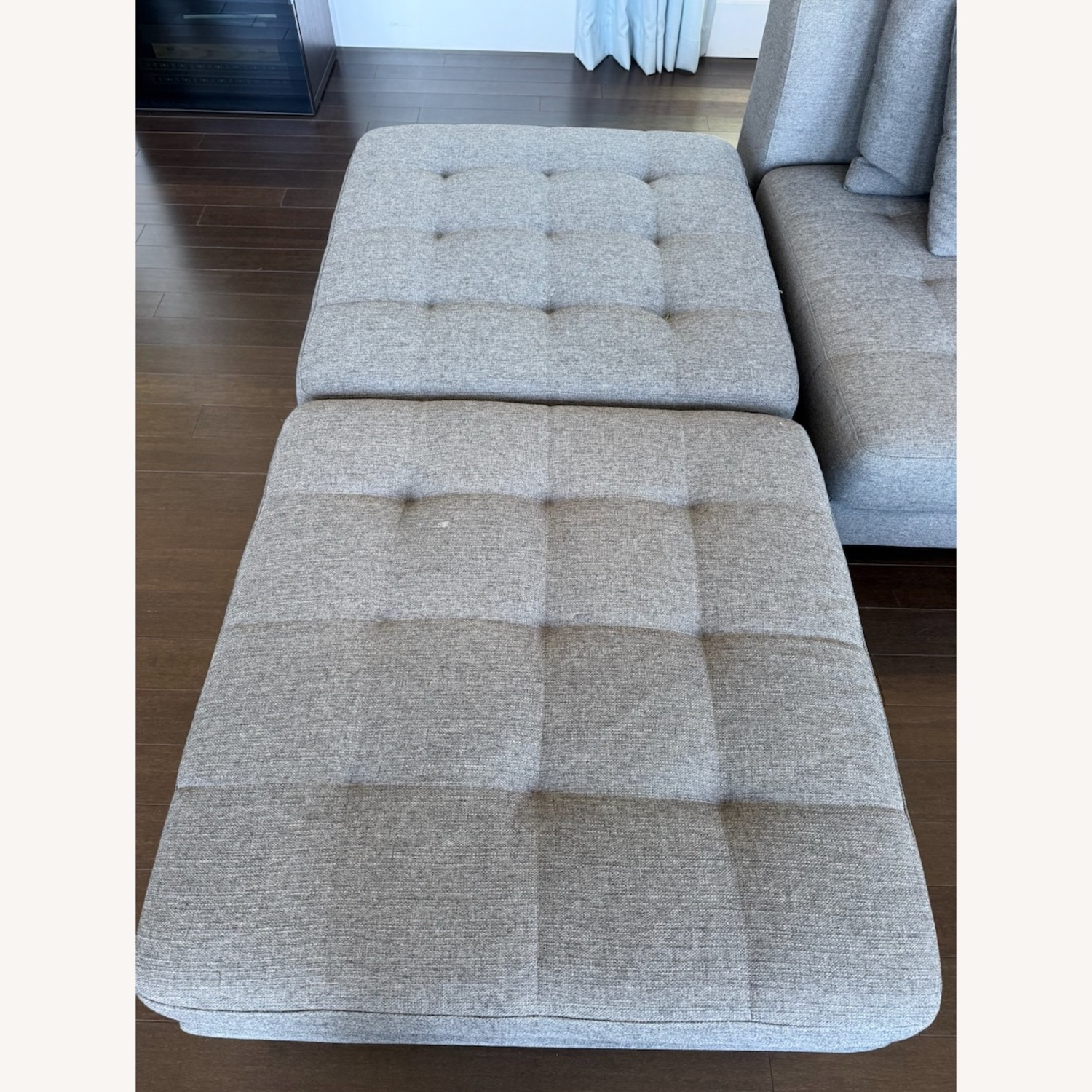 Grey L Shaped Tufted Sectional Sofa - image-3