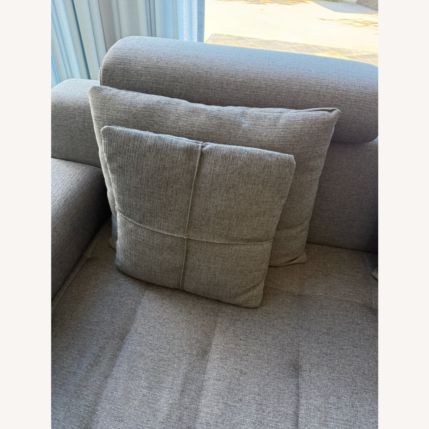 Grey L Shaped Tufted Sectional Sofa - image-6