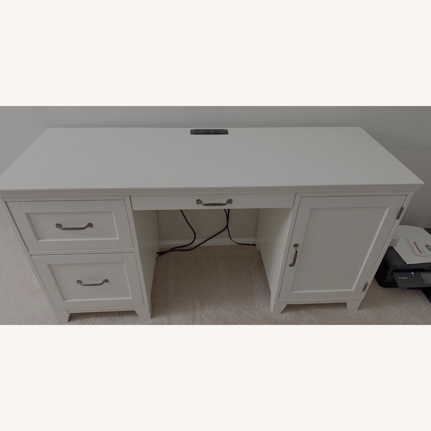 Pottery Barn Teen White Hampton Smart Storage Wood Desk - image-2