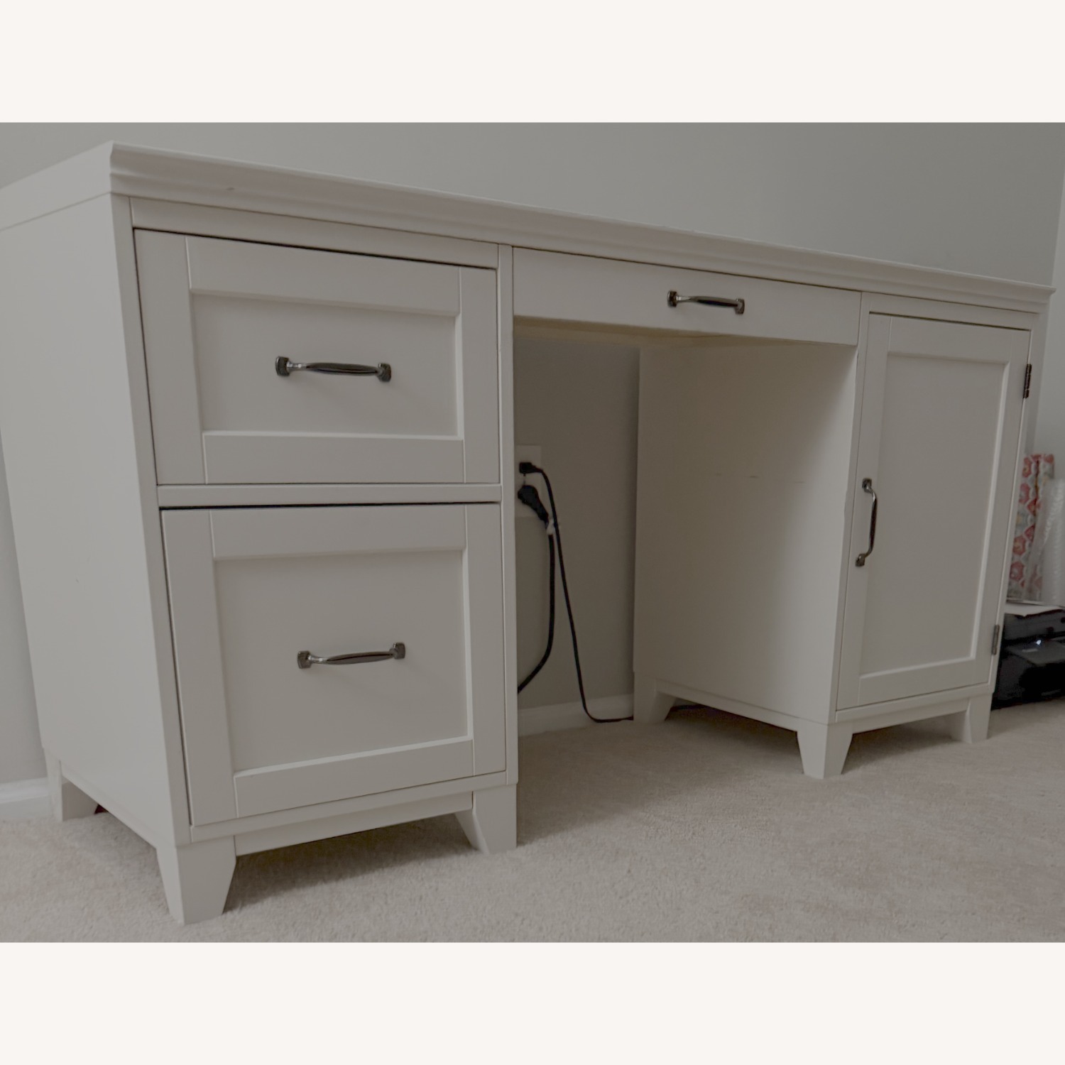 Pottery Barn Teen White Hampton Smart Storage Wood Desk - image-3