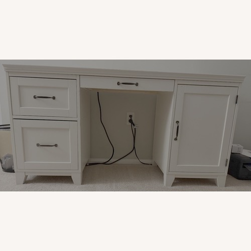 Used Pottery Barn Teen White Hampton Smart Storage Wood Desk for sale on AptDeco