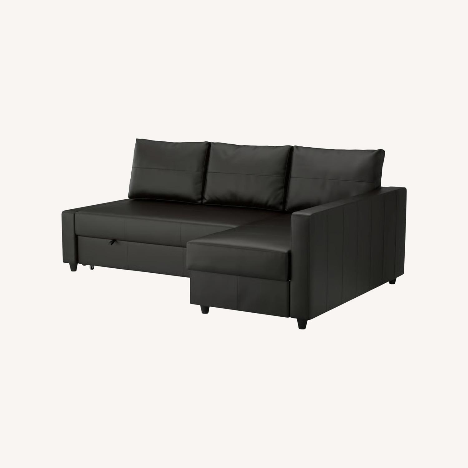 IKEA Friheten Black Leather Sleeper Sofa - image-0