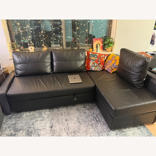 Used IKEA Friheten Black Leather Sleeper Sofa for sale on AptDeco
