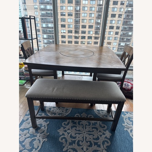 Used Raymour & Flanigan Dark Brown Wood Dining Sets for sale on AptDeco