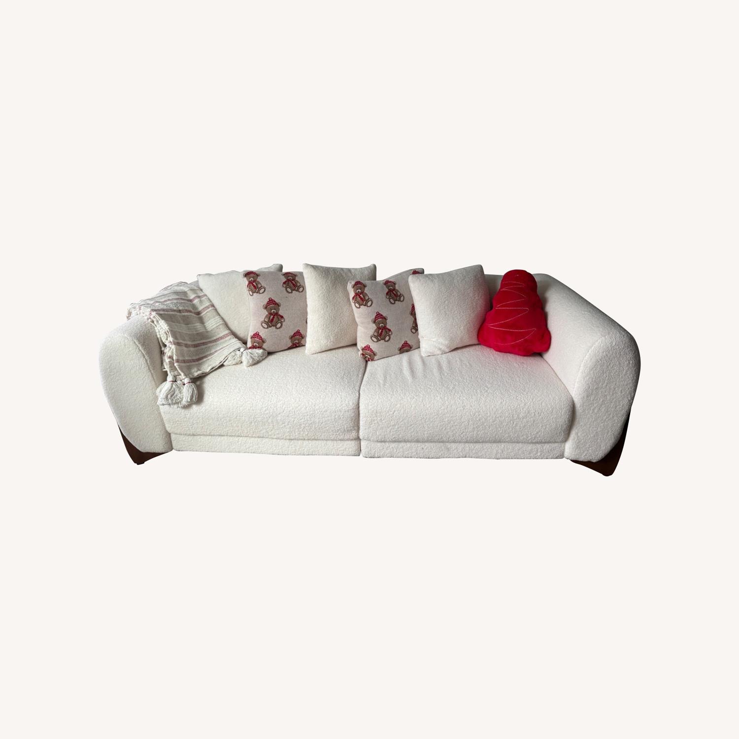 White Boucle Cloud Sofa - image-0