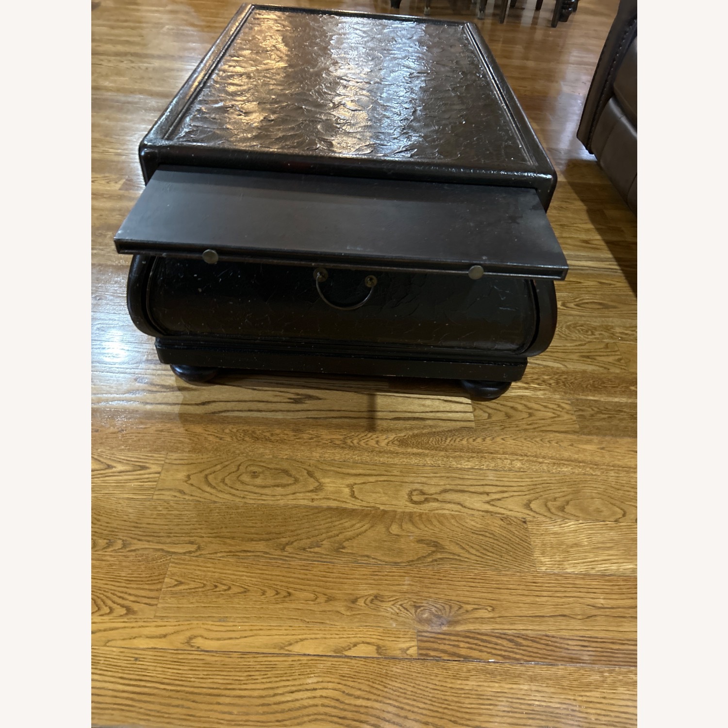 Wooden Brown Distress Rectangular Coffee Table - image-4