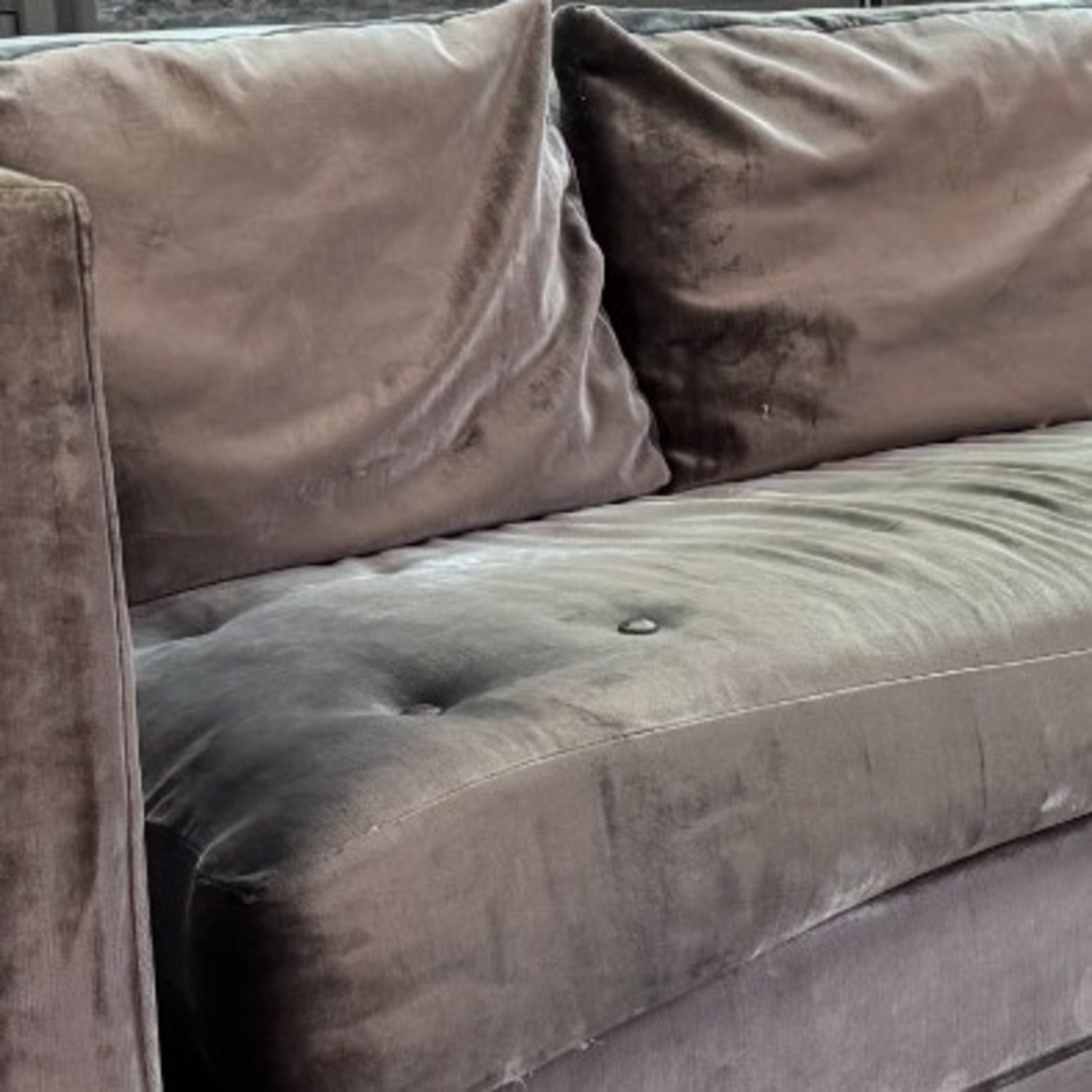 Kravet Harmony Gray Velvet Curved 3-Seat Sofa - image-2