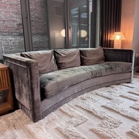 Kravet Harmony Gray Velvet Curved 3-Seat Sofa