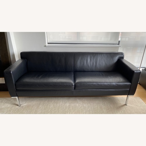 Used Design Within Reach Black Leather 3+ Seater Sofa for sale on AptDeco