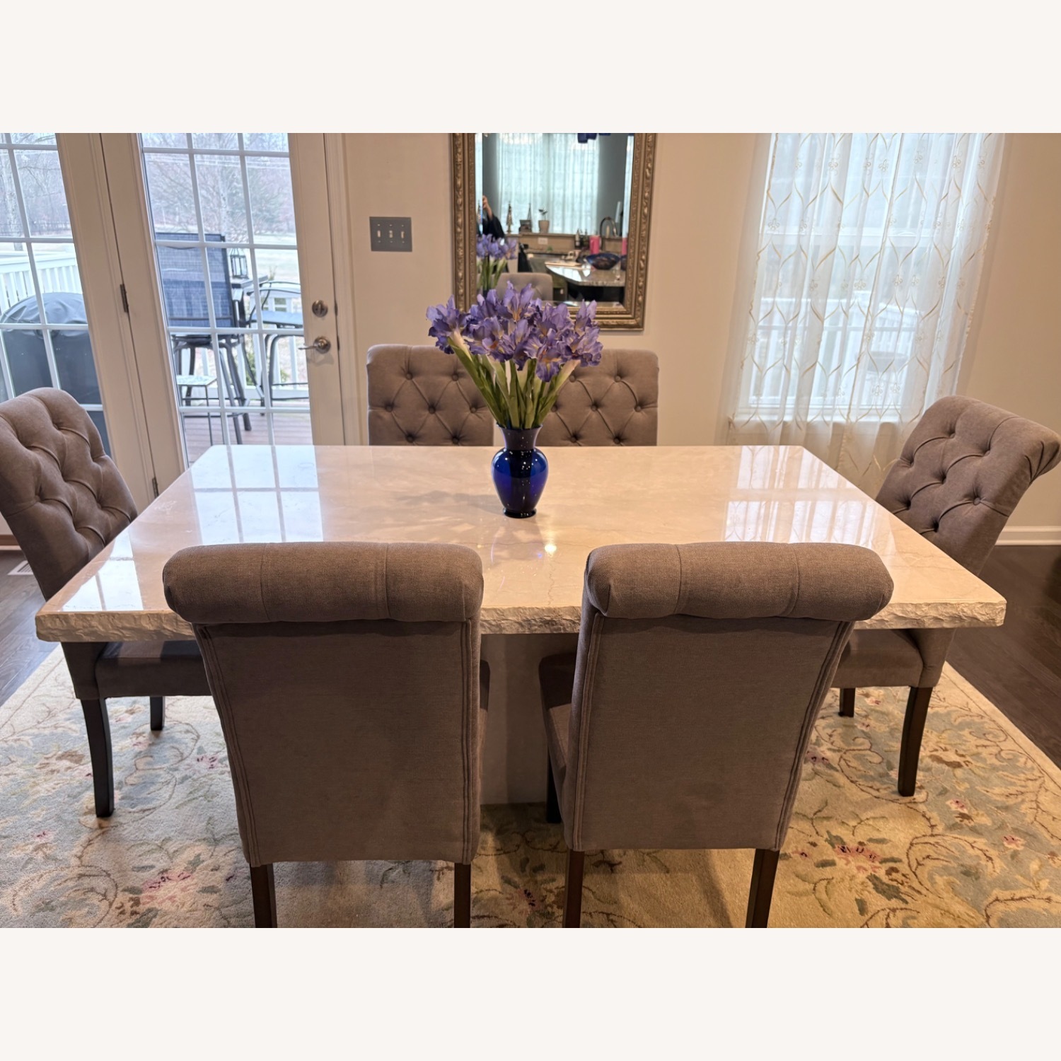 Vintage/Antique Natural Marble Dining Table - image-1