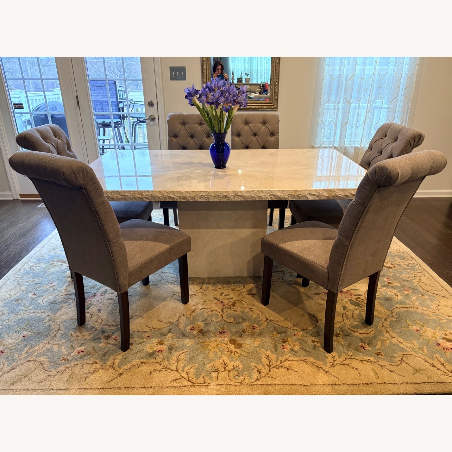 Vintage/Antique Natural Marble Dining Table - image-2