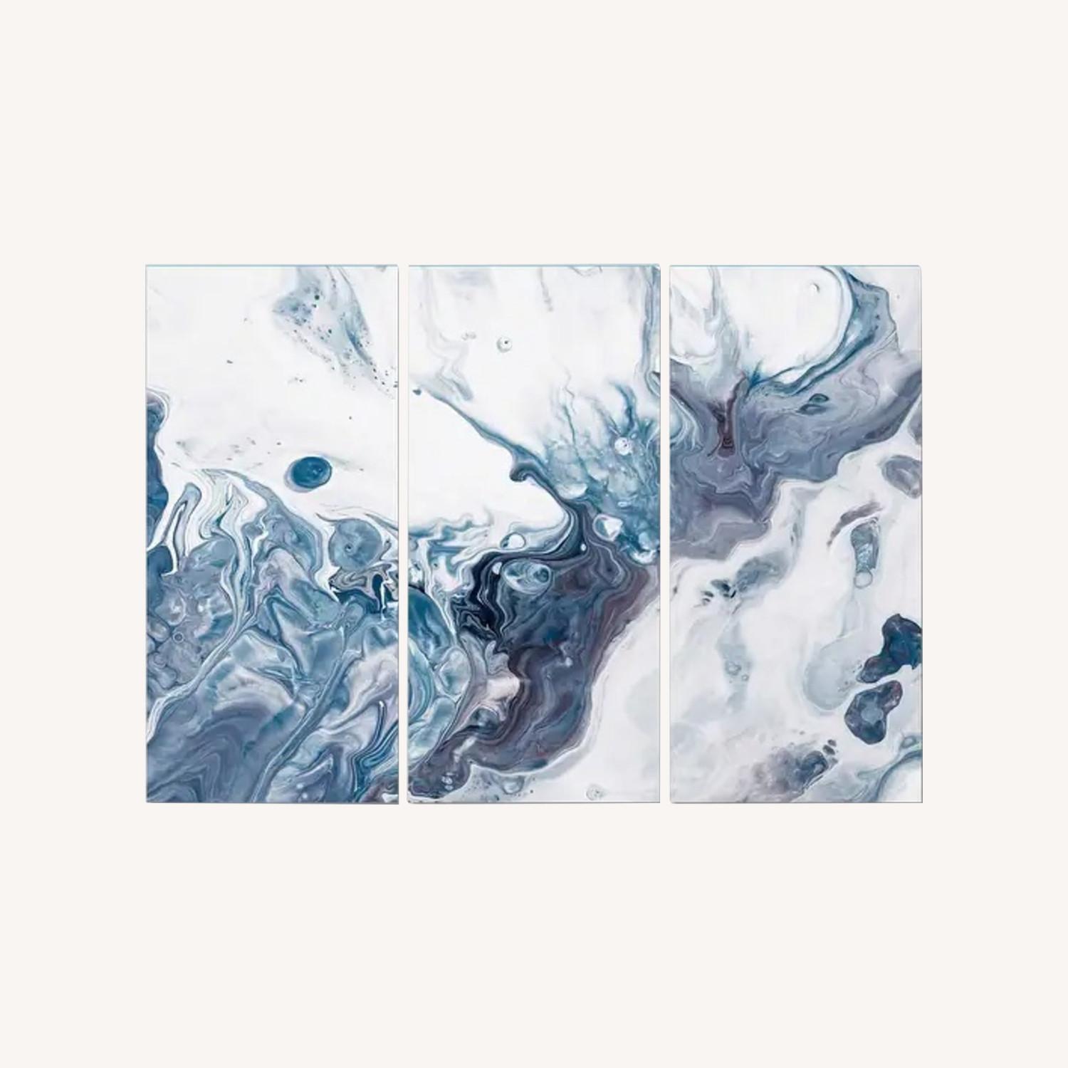 Designart "Blue Grey And White Liquid Art Waves I" Modern Canvas Wall Art  - image-0