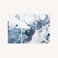 Designart "Blue Grey And White Liquid Art Waves I" Modern Canvas Wall Art 