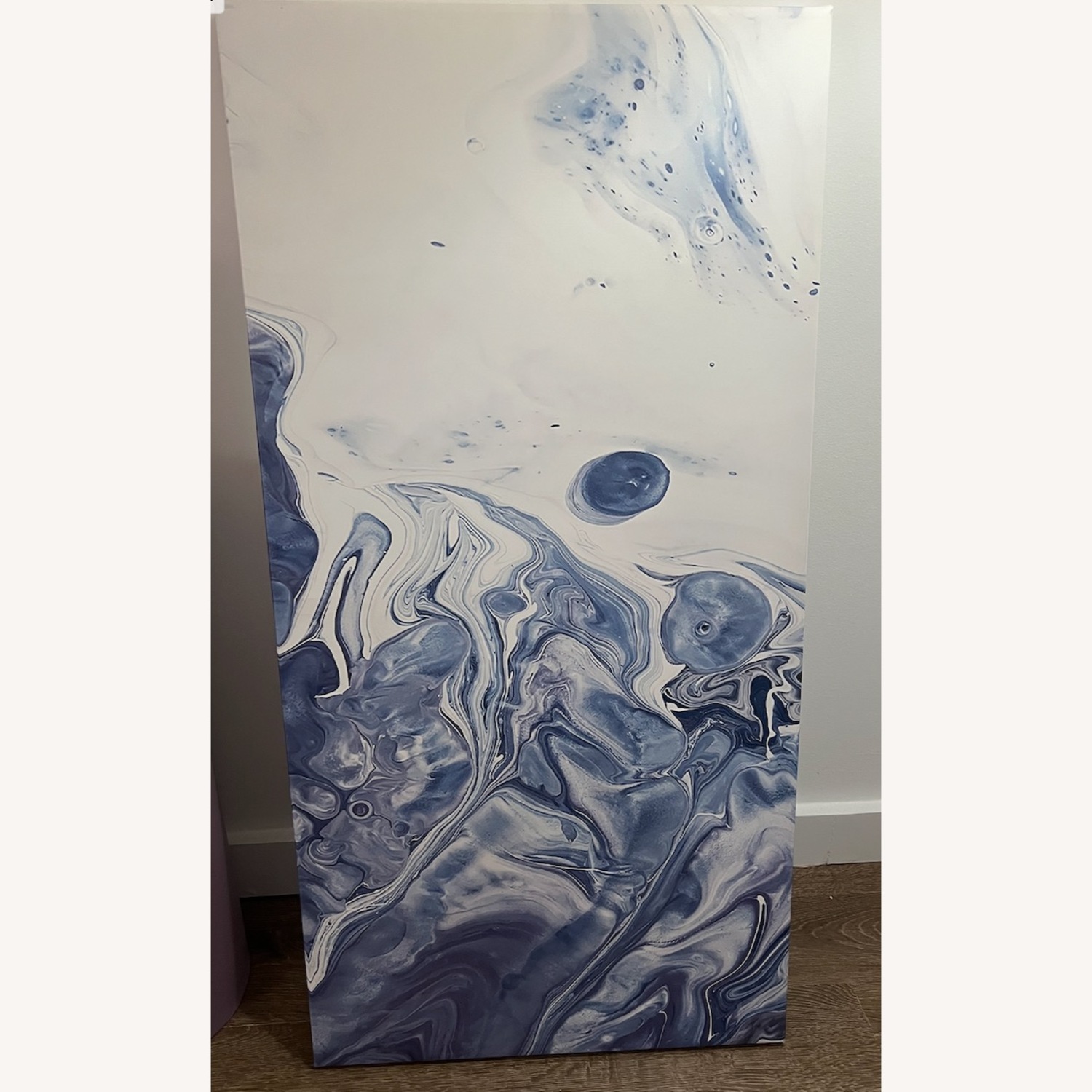 Designart "Blue Grey And White Liquid Art Waves I" Modern Canvas Wall Art - image-2