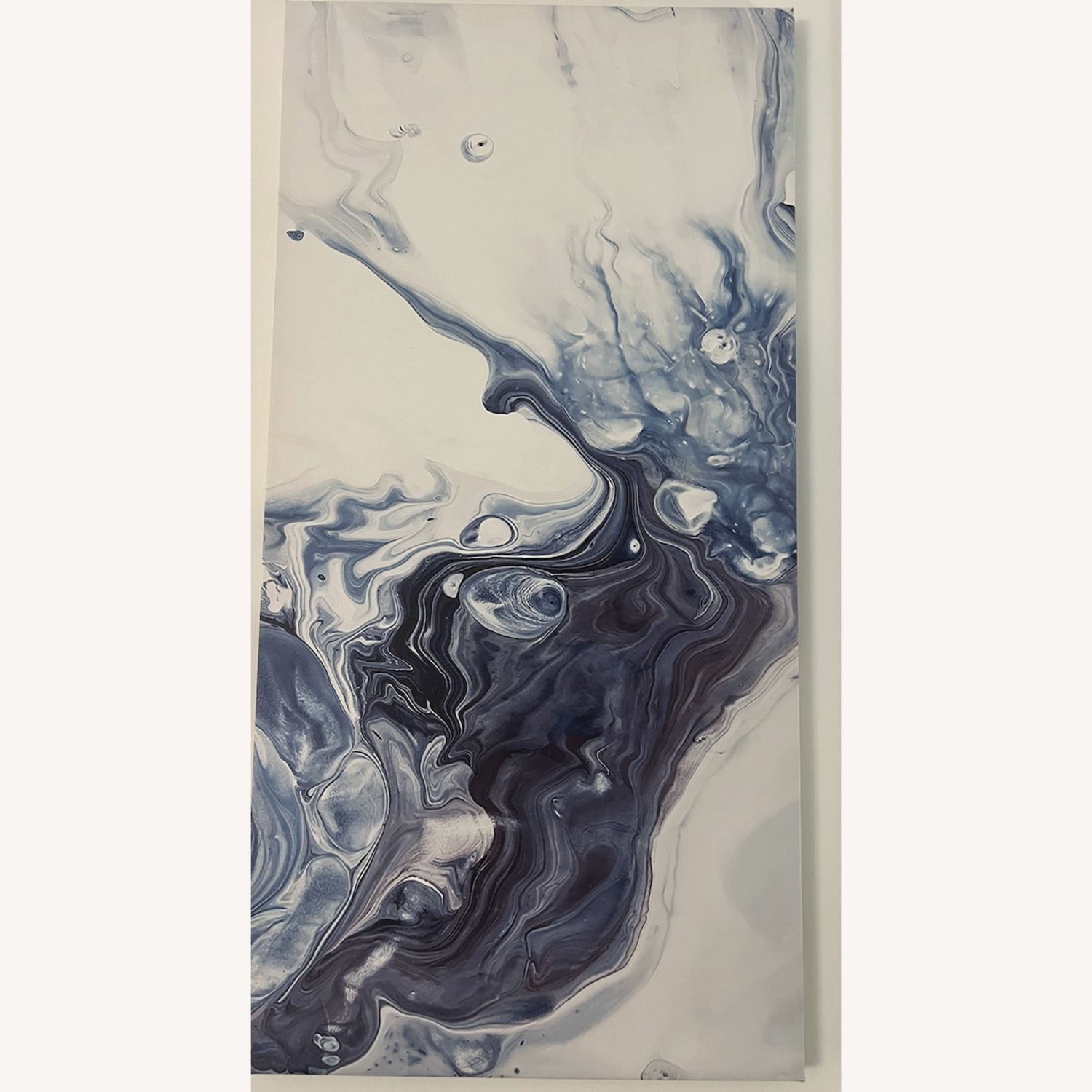 Designart "Blue Grey And White Liquid Art Waves I" Modern Canvas Wall Art - image-3