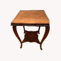Antique Square Handcarved Apron 2 Tier Side Table