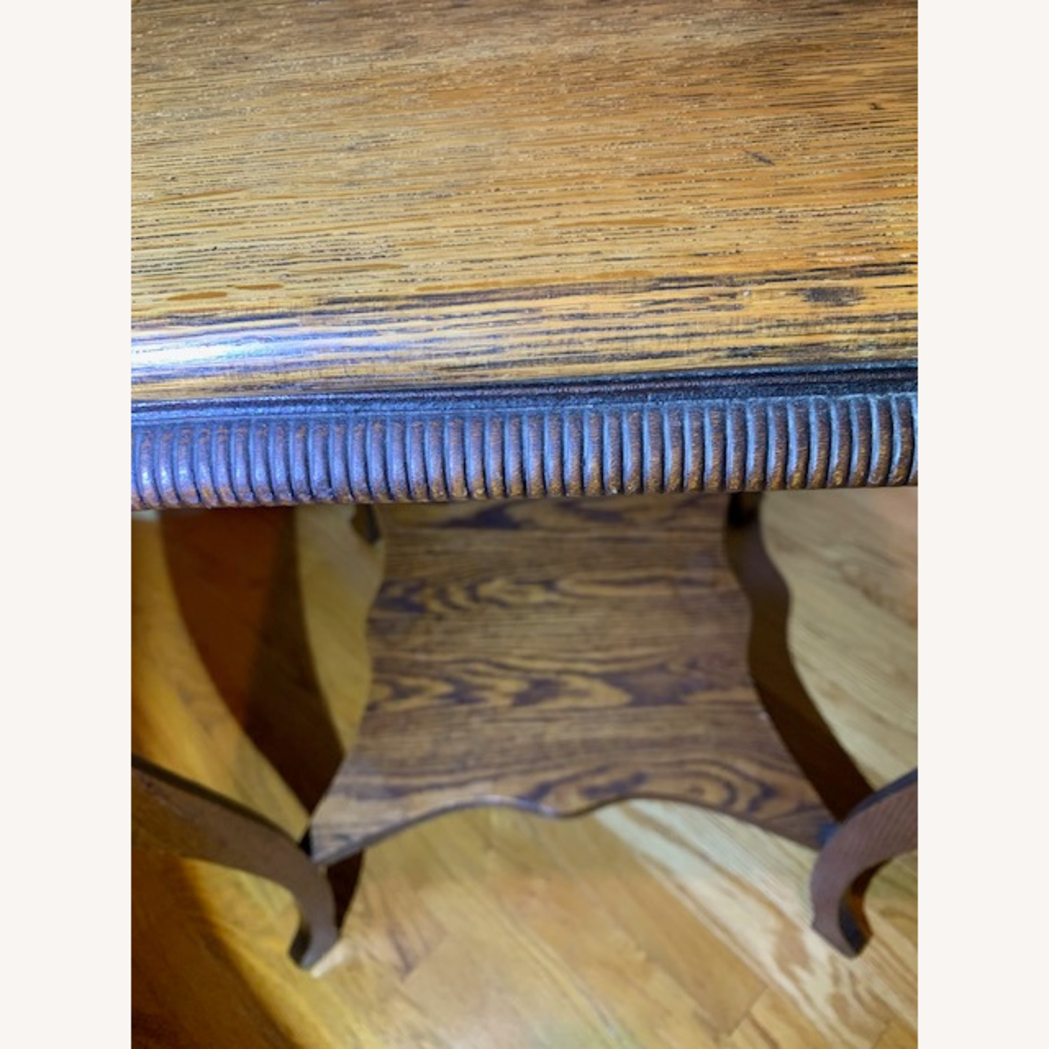 Antique Square Handcarved Apron 2 Tier Side Table - image-6