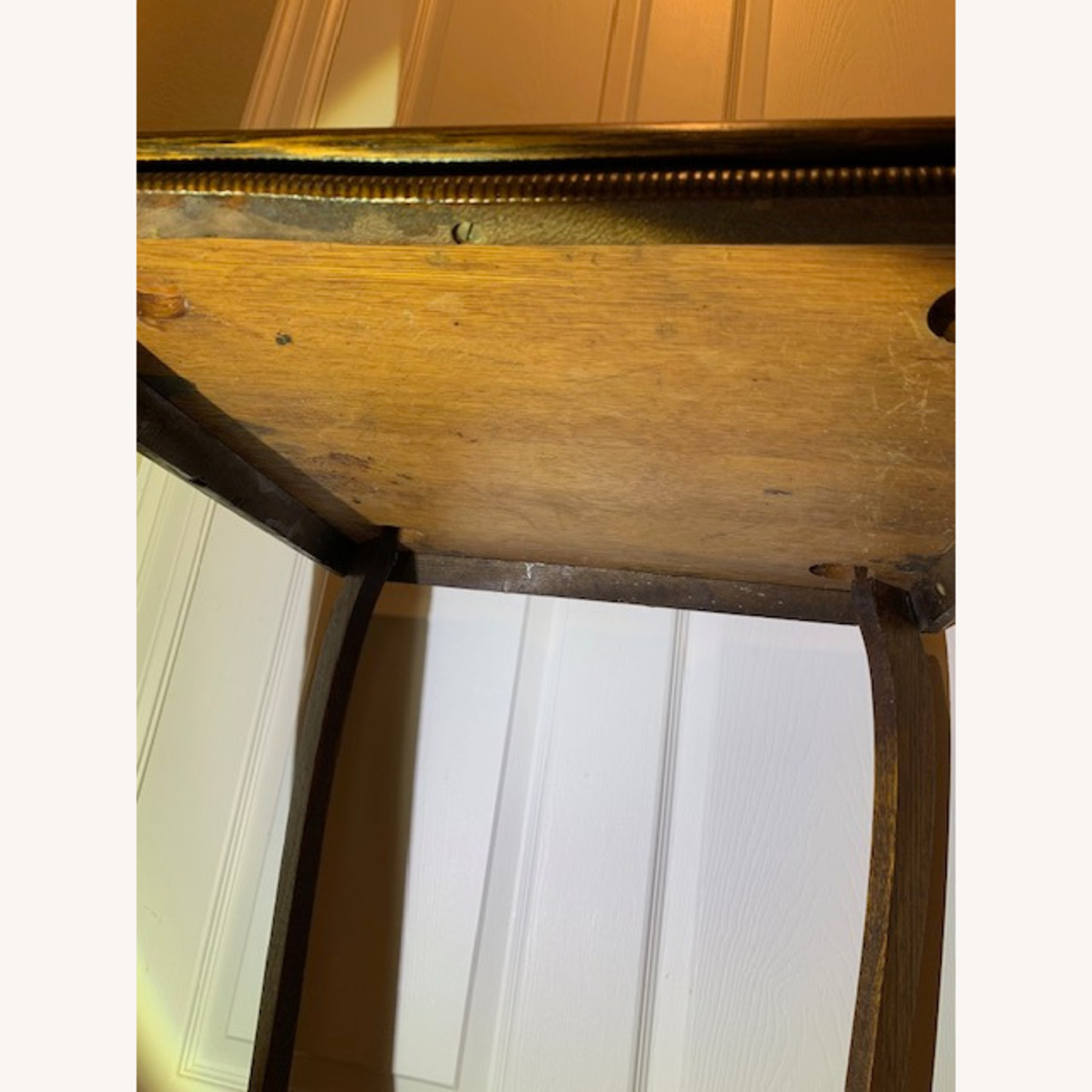 Antique Square Handcarved Apron 2 Tier Side Table - image-7