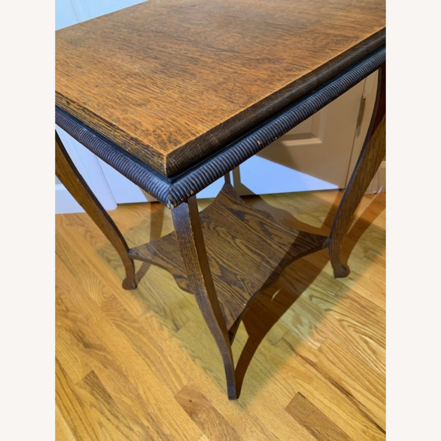 Antique Square Handcarved Apron 2 Tier Side Table - image-2