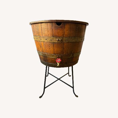 Used Oak Bourbon Barrel Cooler, Storage or Table for sale on AptDeco