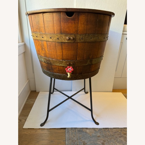 Used Oak Bourbon Barrel Cooler, Storage or Table for sale on AptDeco