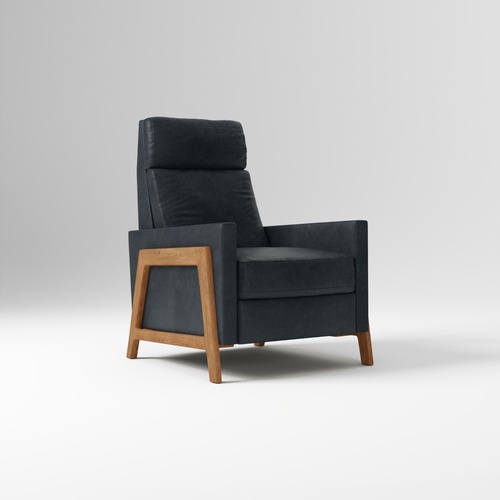 Used West Elm Blue Leather Recliner for sale on AptDeco
