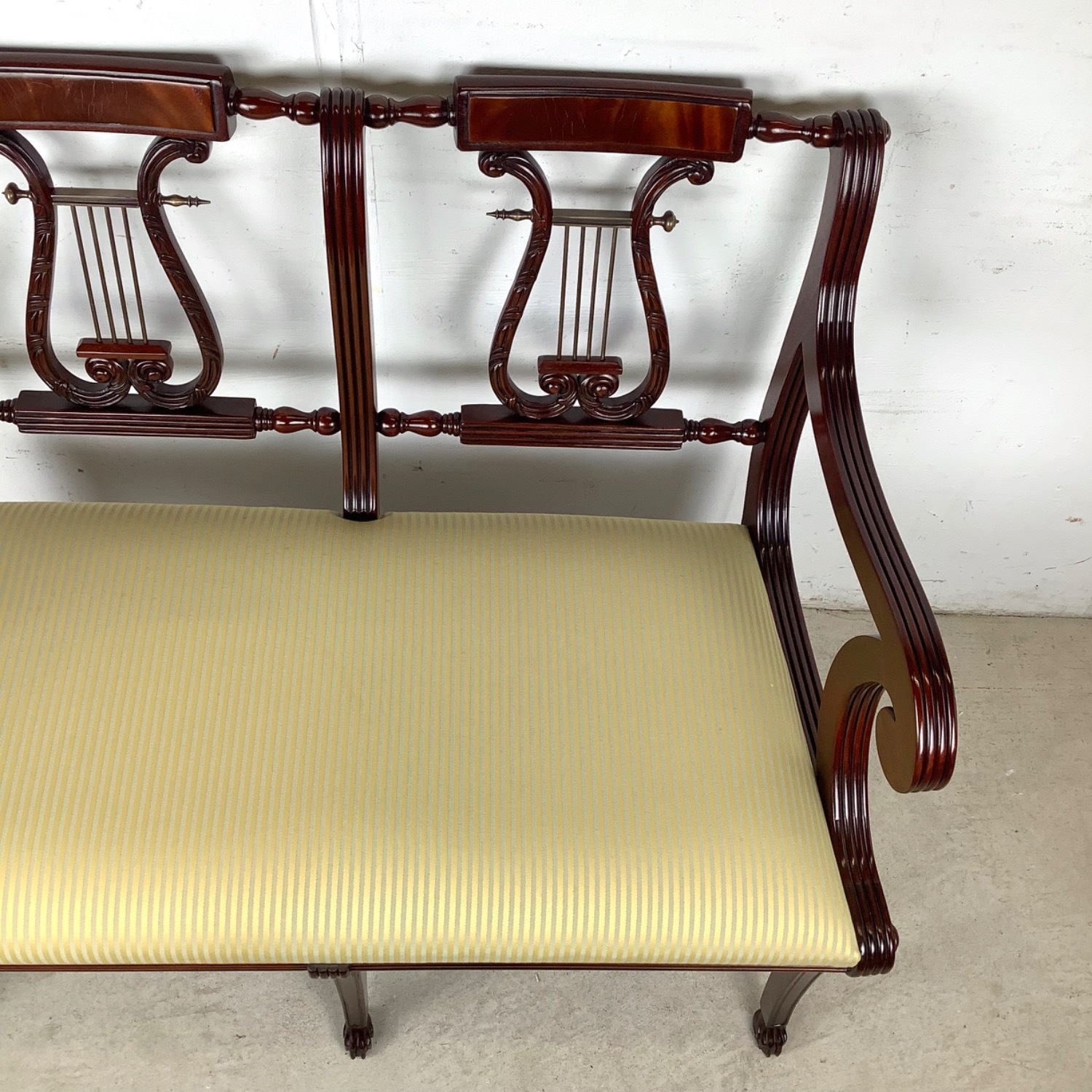 Mahogany Federal Revival Lyre-Back Bench - image-4