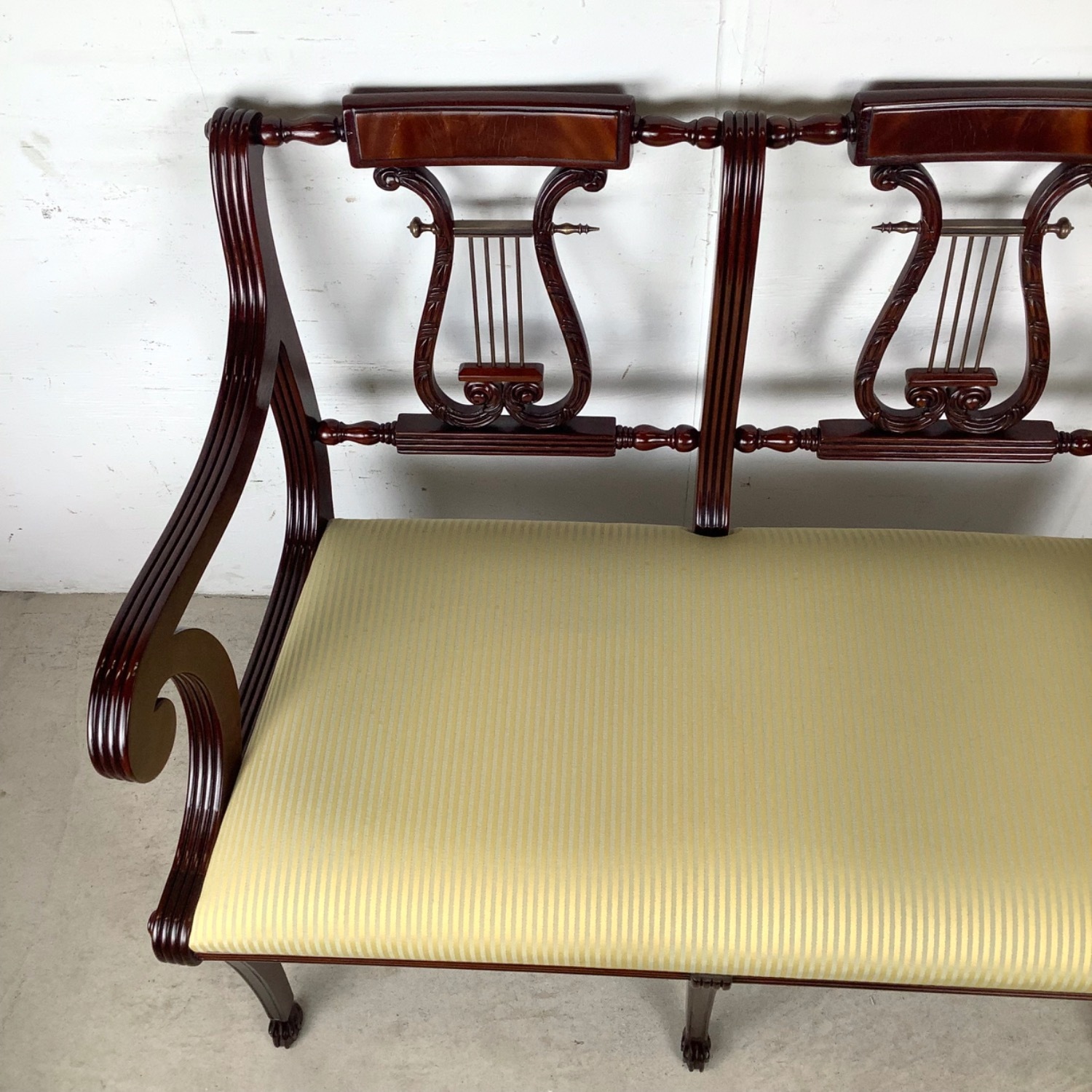 Mahogany Federal Revival Lyre-Back Bench - image-3